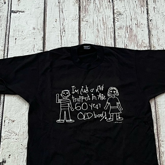 Vintage I'm Just A Kid Trapped in This 60 Year Old Body 1990s Tee Tshirt - Picture 2 of 4